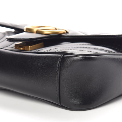 Gucci Calfskin Matelasse Mini GG Marmont Shoulder Bag Black 6 of 9