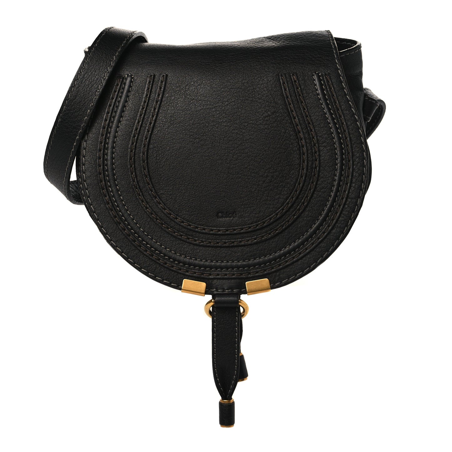 Calfskin Mini Marcie Round Crossbody Bag Black