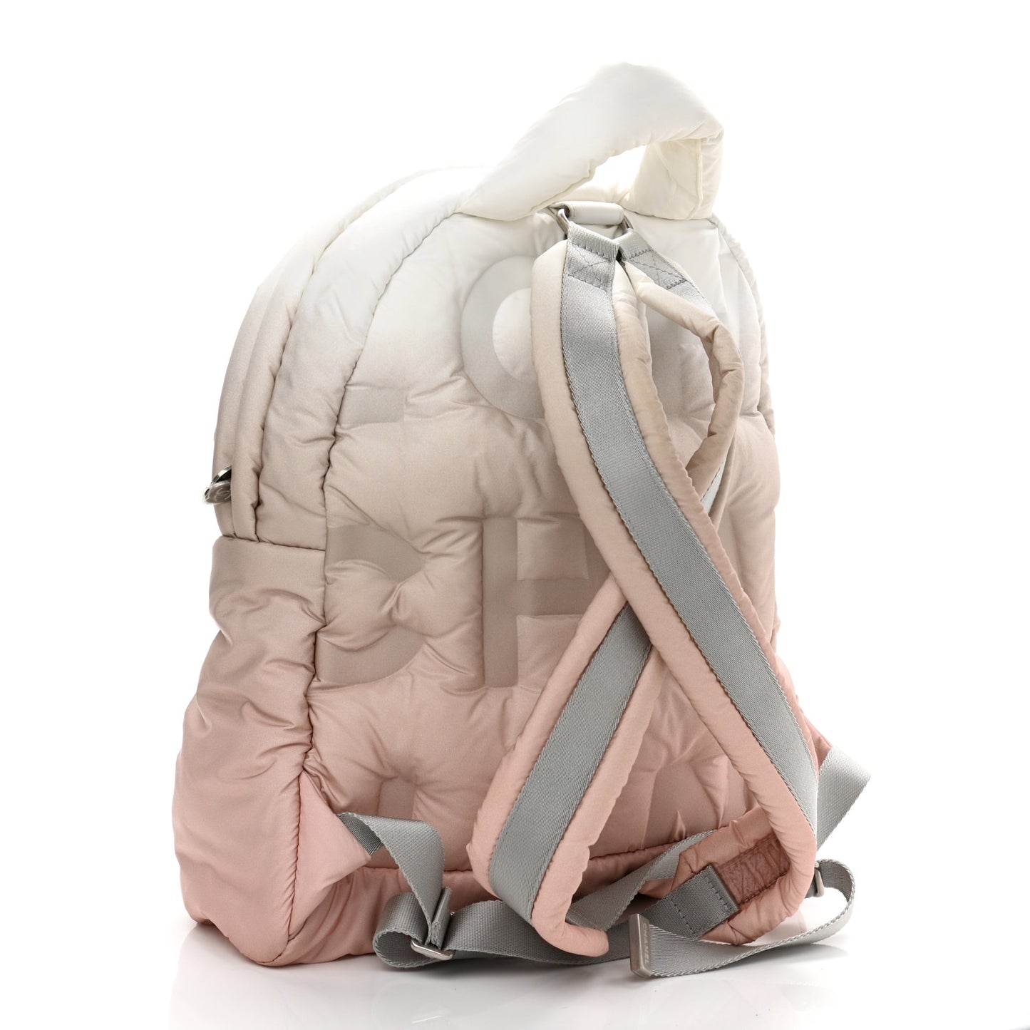 Nylon Embossed Small Doudoune Backpack Pink Grey White