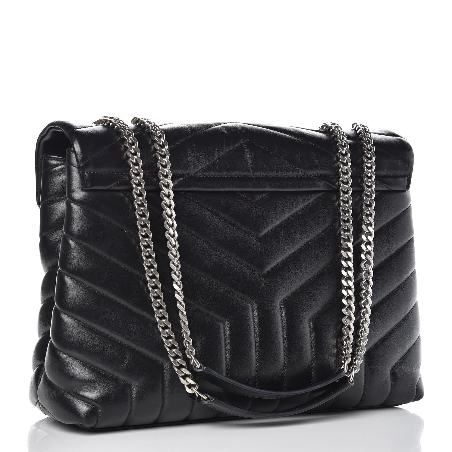 Saint Laurent Calfskin Y Quilted Monogram Medium Loulou Chain Satchel Black 3 of 12