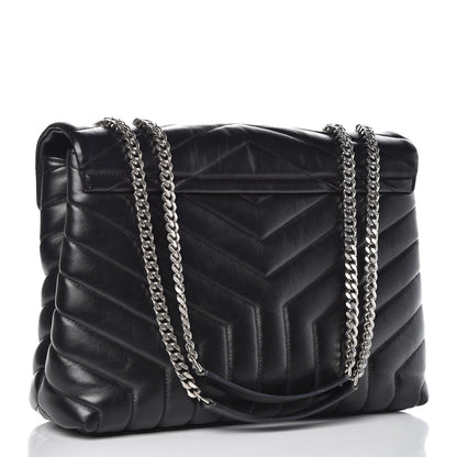 Saint Laurent Calfskin Y Quilted Monogram Medium Loulou Chain Satchel Black 3 of 12