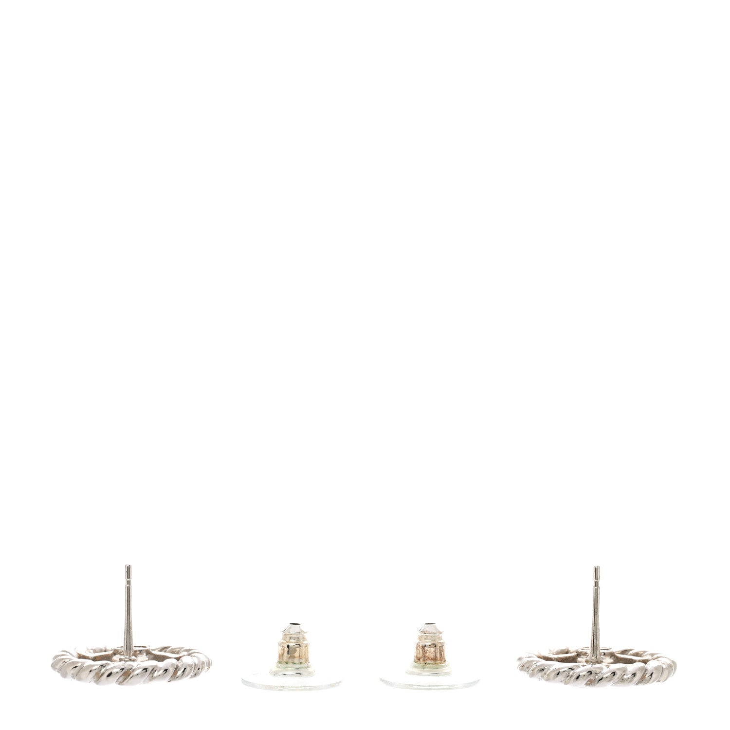 Chanel Twisted Round CC Earrings Silver 3 of 5