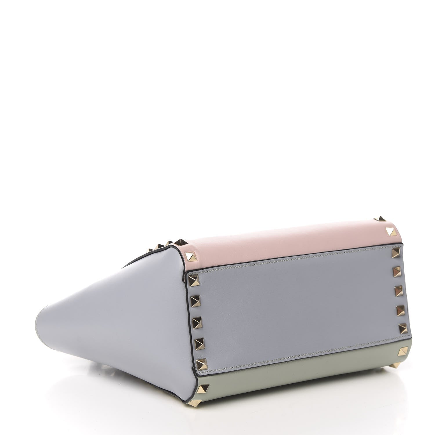 Valentino Garavani Vitello Watercolor Mini Rockstud Double Handle Tote Rose Green Yellow Sky 3 of 8