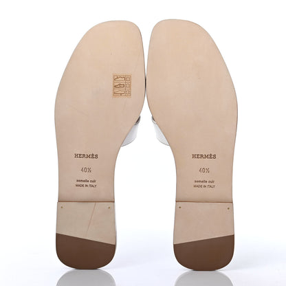 Hermes Box Calfskin Oran Sandals 40.5 White 4 of 4