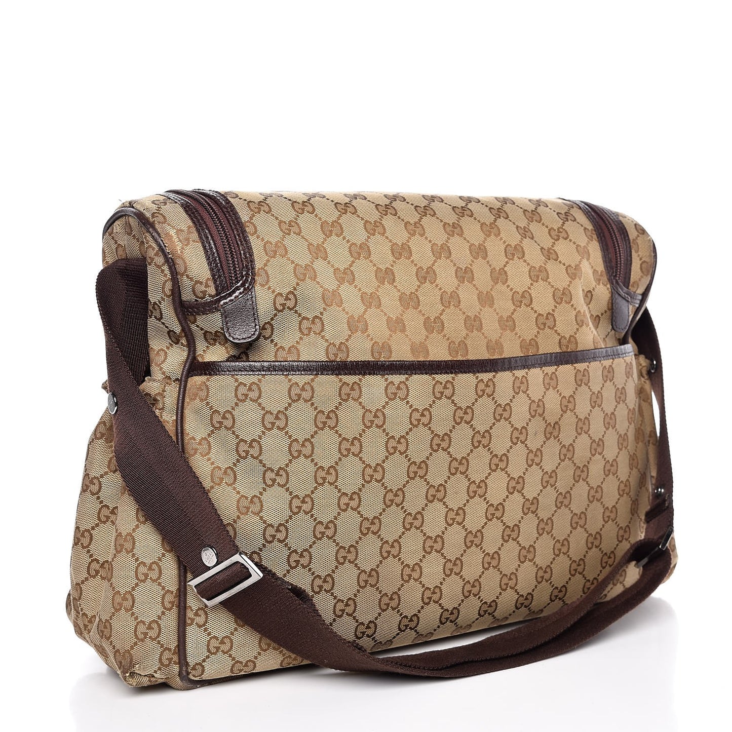 Monogram Natural Pigskin Large Diaper Bag Beige Ebony Cocoa Dark Chocolate