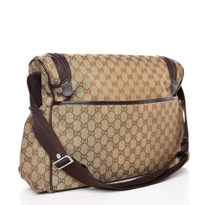 Gucci Monogram Natural Pigskin Large Diaper Bag Beige Ebony Cocoa Dark Chocolate 3 of 18