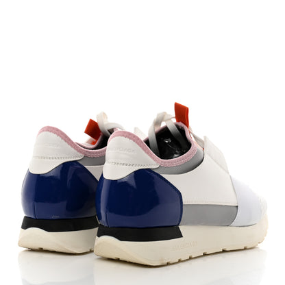 Balenciaga Mesh Calfskin Neoprene Patent Womens Race Runner Sneakers 37 White Multicolor 4 of 7