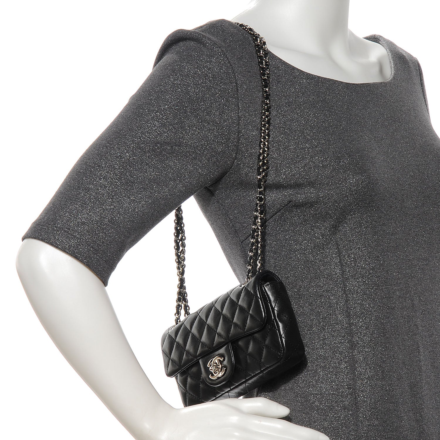 Chanel Lambskin Quilted Mini Flap Black 2 of 7