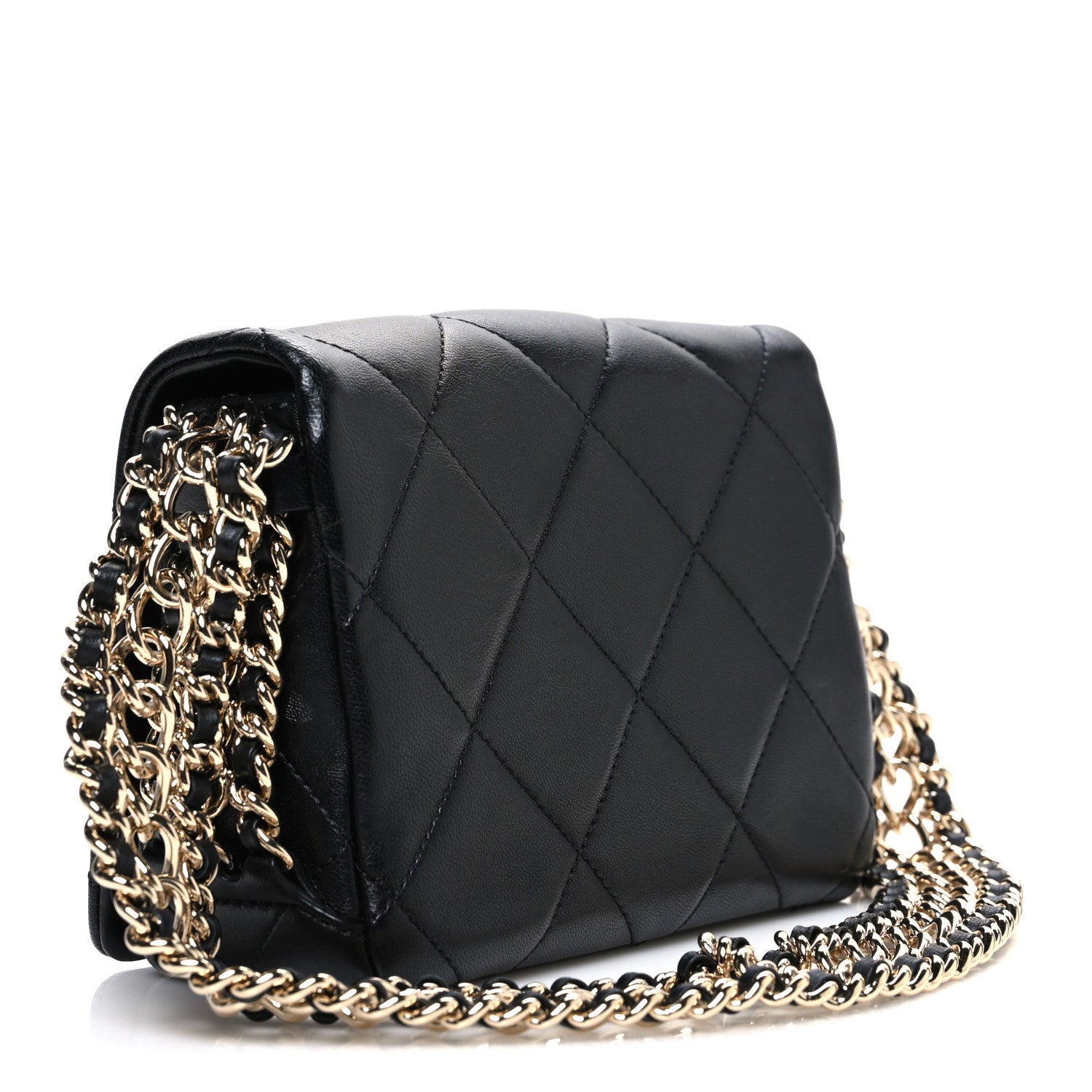Chanel Lambskin Quilted Mini Chain Rows Flap Black 1809661