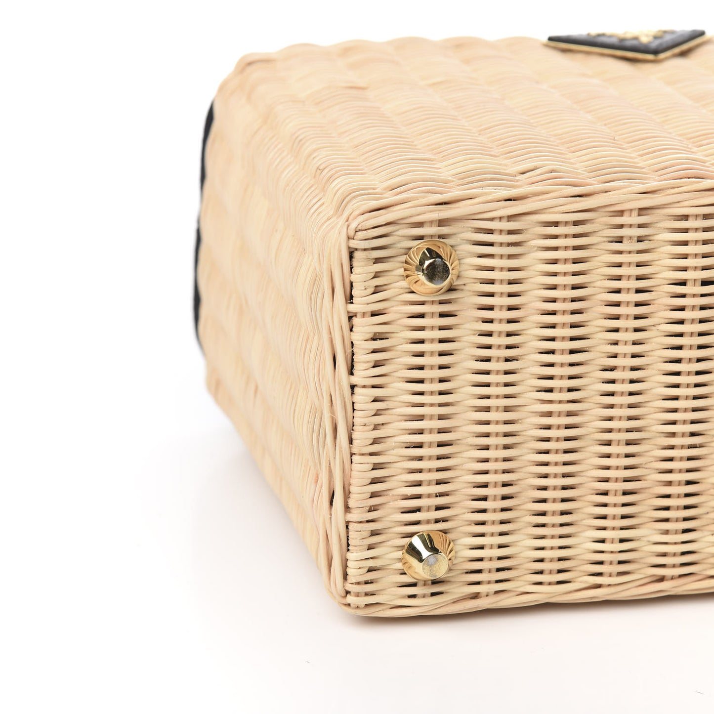 Wicker Canvas Shoulder Bag Black