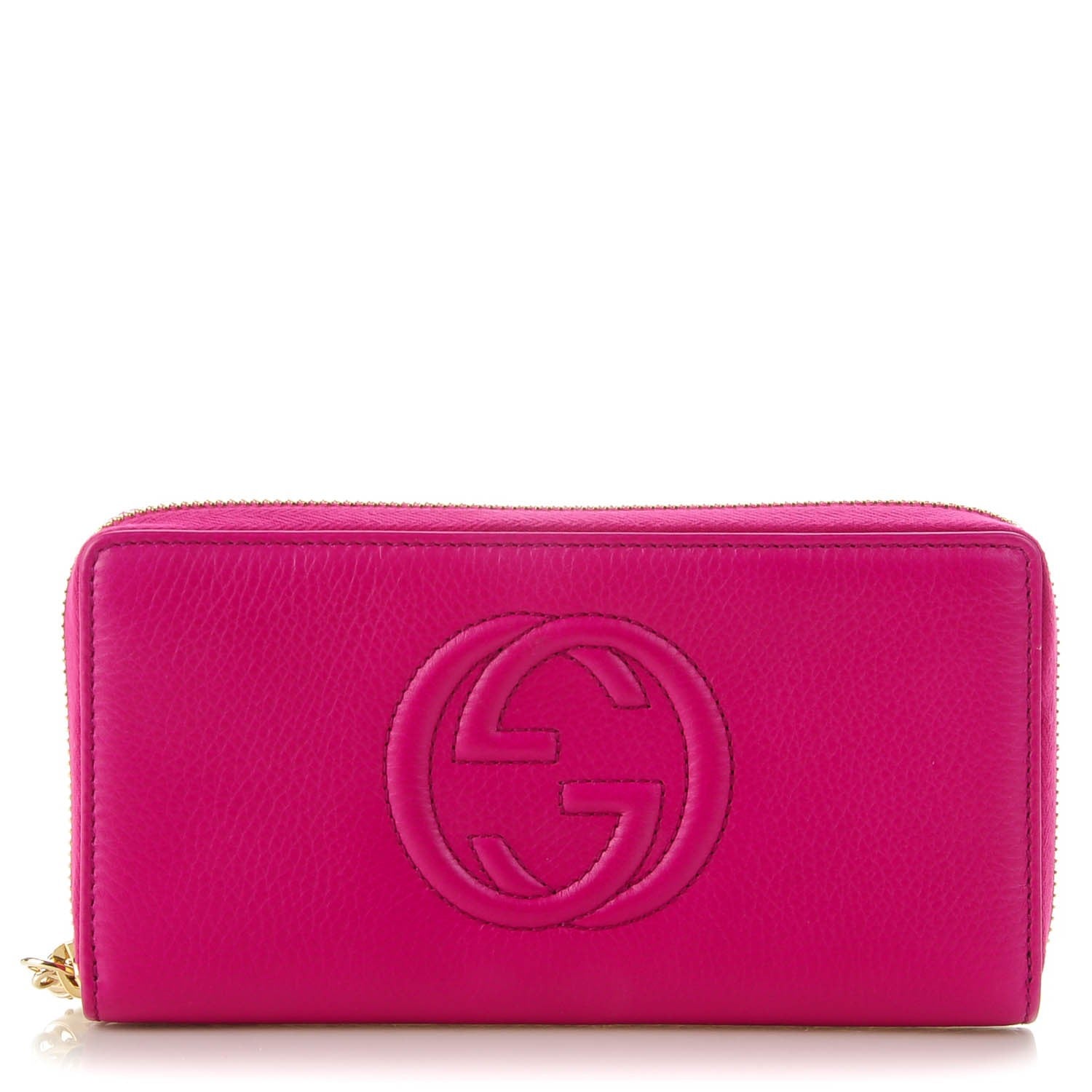 Gucci Pebbled Calfskin Soho Zip Around Wallet Bright Bougainvillea 1 of 7
