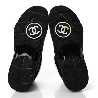 Chanel Mesh Suede Calfskin Grained Calfskin Mens CC Sneakers 45 Black White 5 of 7