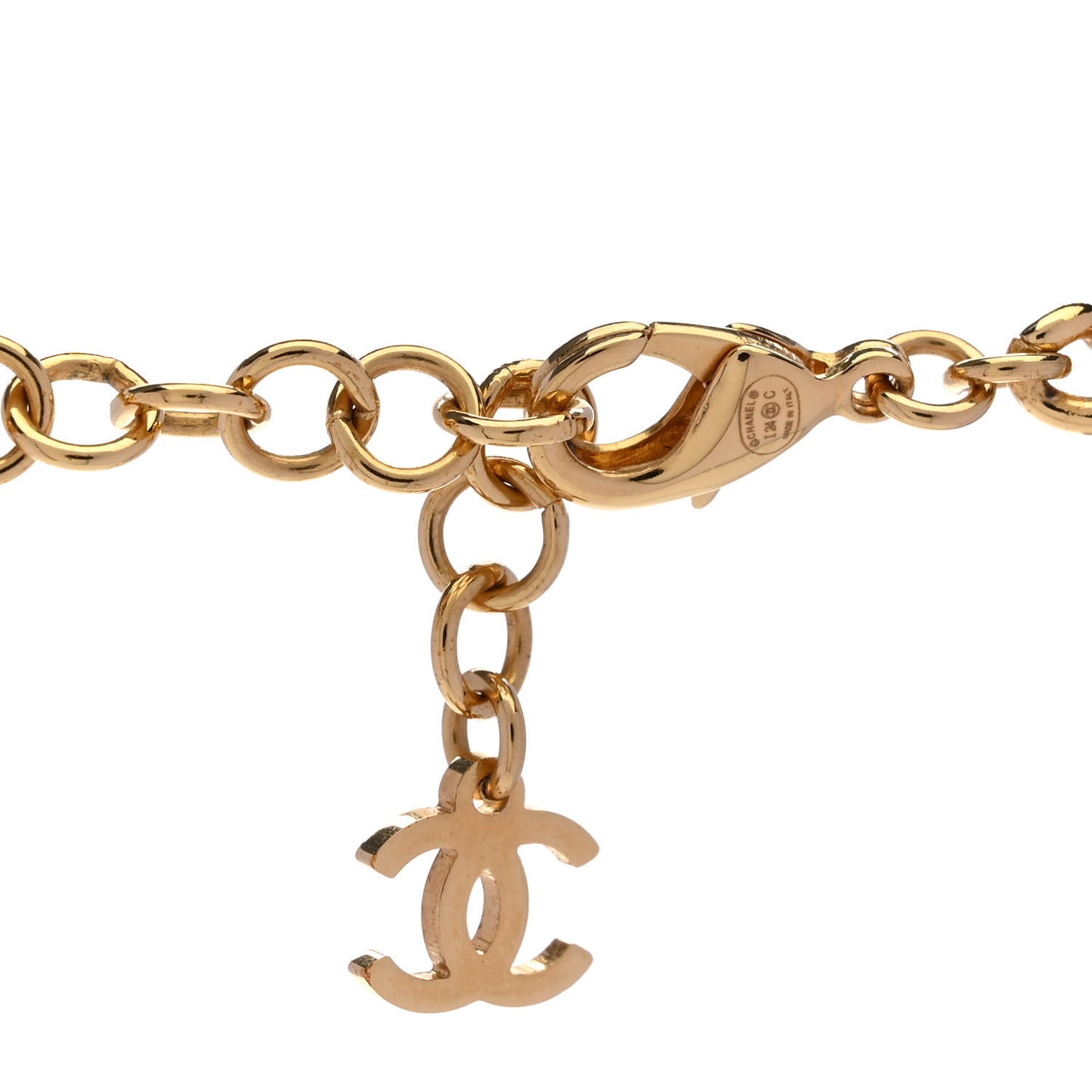 Metal CC Star Necklace Gold Pearly Black