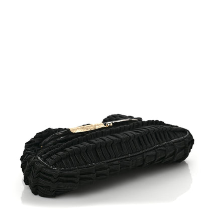 Fendi Satin Quilted Ruffle Borderline Clutch Black 4 of 6