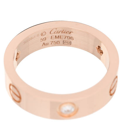 Cartier 18K Pink Gold 3 Diamond 5.5mm LOVE Ring 59 8.75 4 of 4