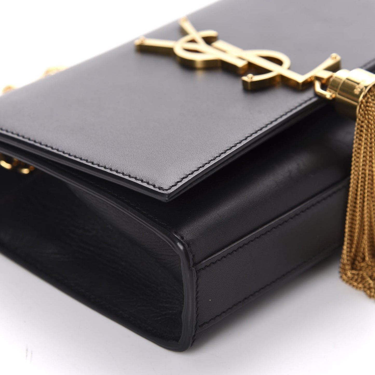 Calfskin Small Classic Monogram Kate Tassel Satchel Black