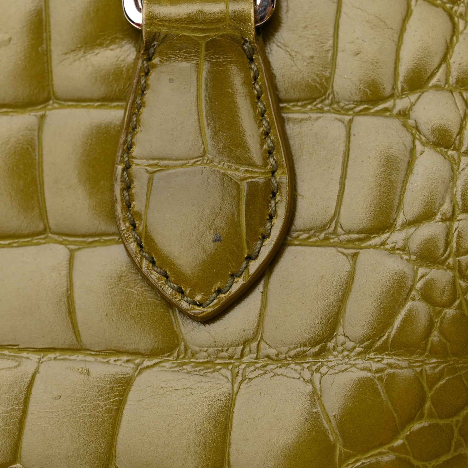 Prada Calfskin Embossed Crocodile Bauletto Bag Green 13 of 22
