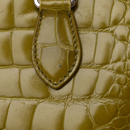 Prada Calfskin Embossed Crocodile Bauletto Bag Green 13 of 22