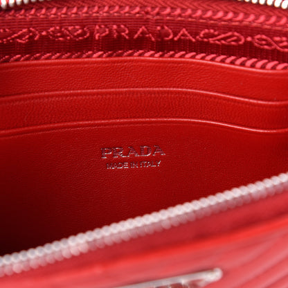Prada Nappa Impunture Diagramme Mini Double Zip Chain Crossbody Bag Fuoco 7 of 10
