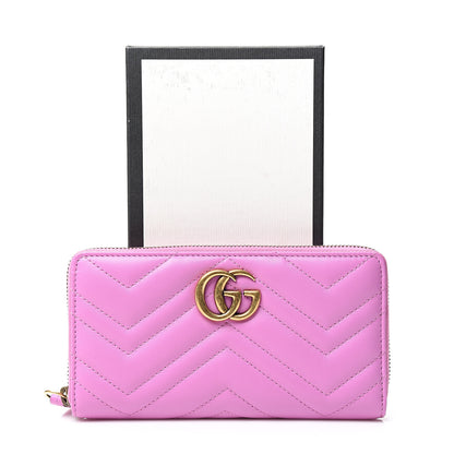 Gucci Calfskin Matelasse GG Marmont Zip Around Wallet Candy Mousse 7 of 7