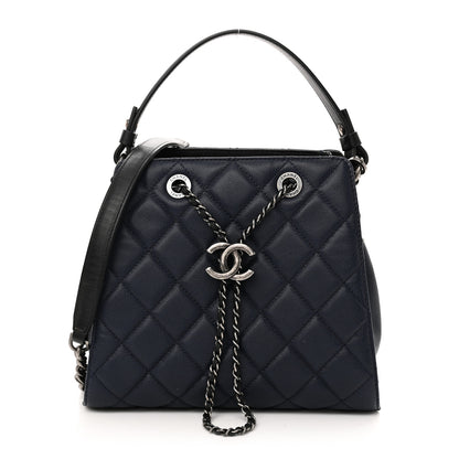 Chanel Caviar Quilted Small CC Bucket Bag Navy 1 of 10