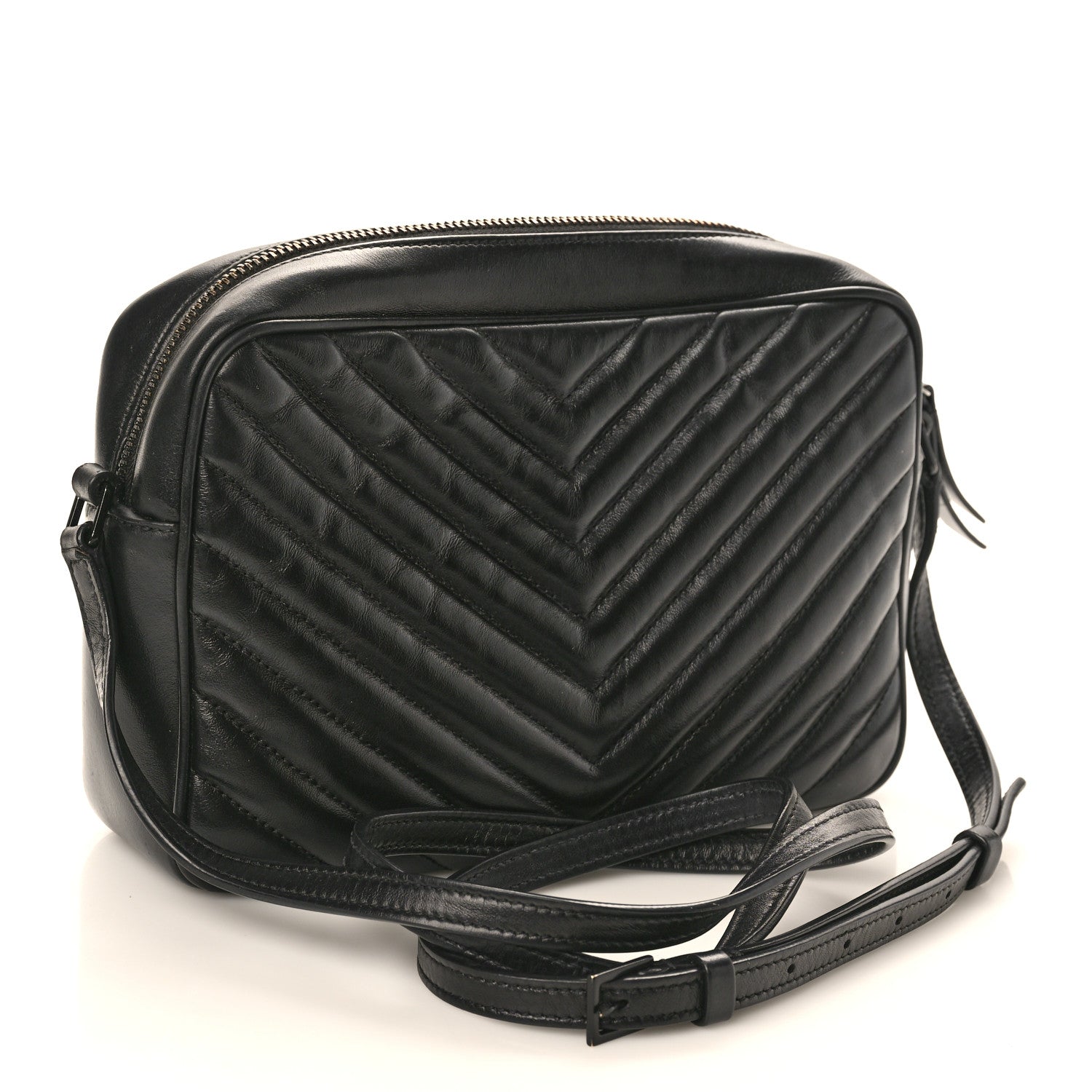 Saint Laurent Calfskin Matelasse Monogram Monochrome Lou Camera Bag Black 3 of 14