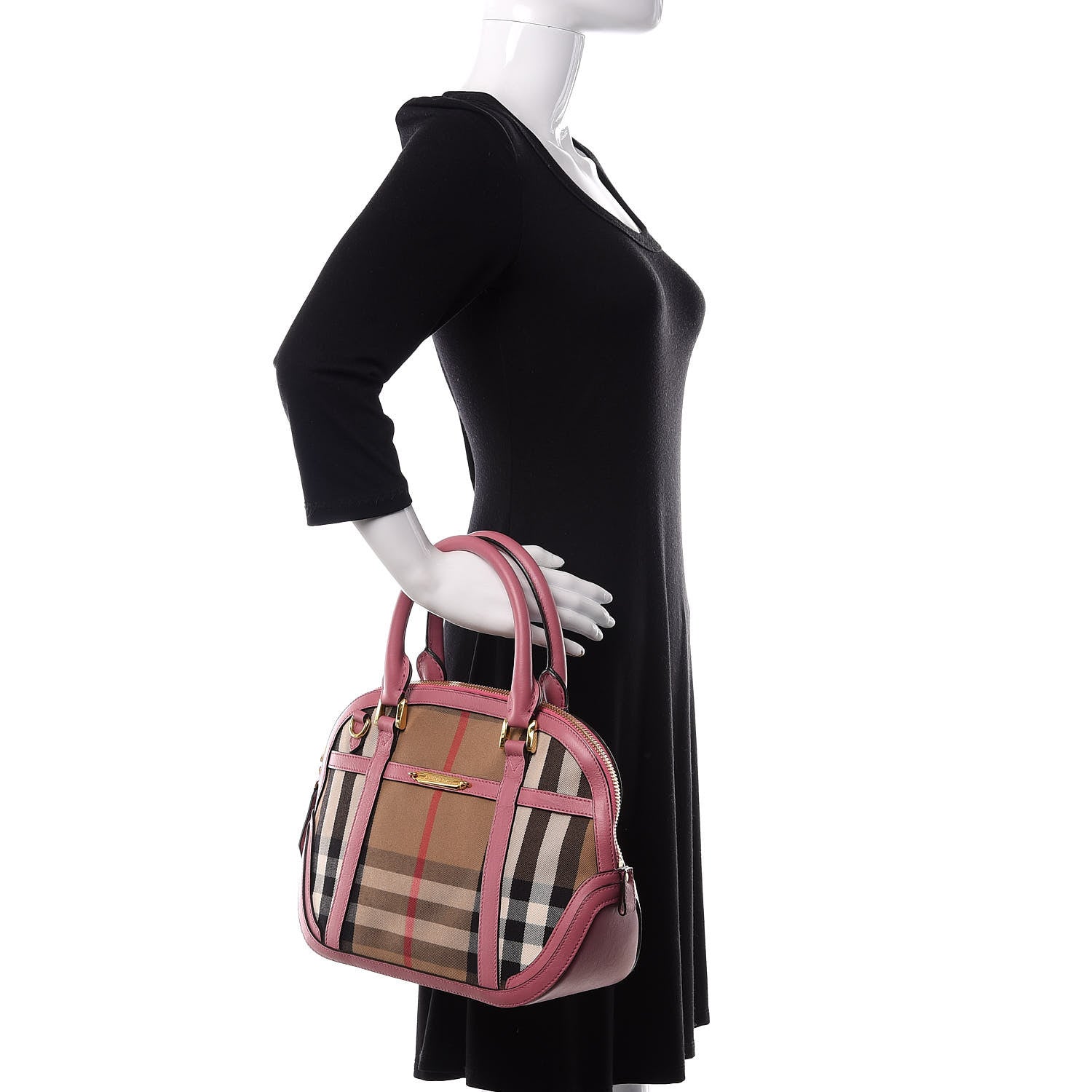 Burberry Bridle Calfskin House Check Small Orchard Bowling Bag Pink 3 of 11
