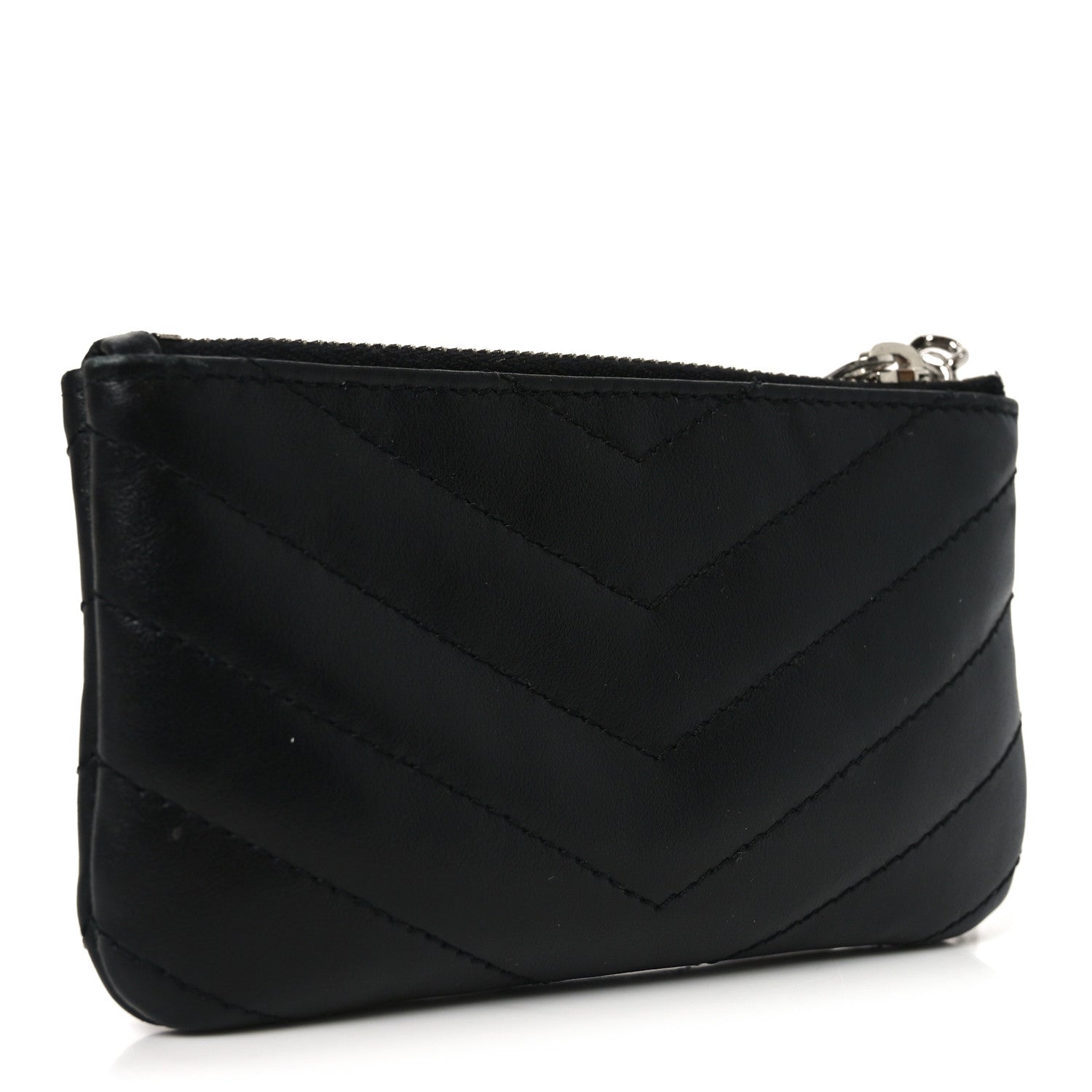 Saint Laurent Calfskin Matelasse Monogram Key Pouch Black 3 of 7