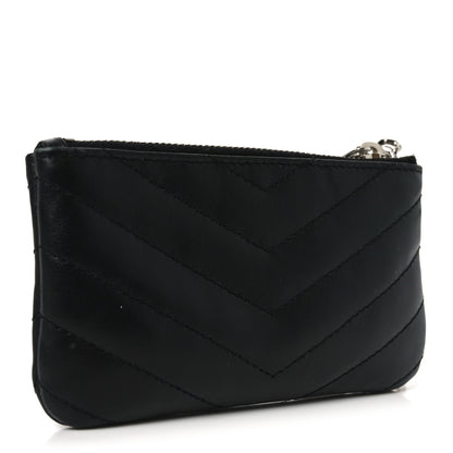 Saint Laurent Calfskin Matelasse Monogram Key Pouch Black 3 of 7