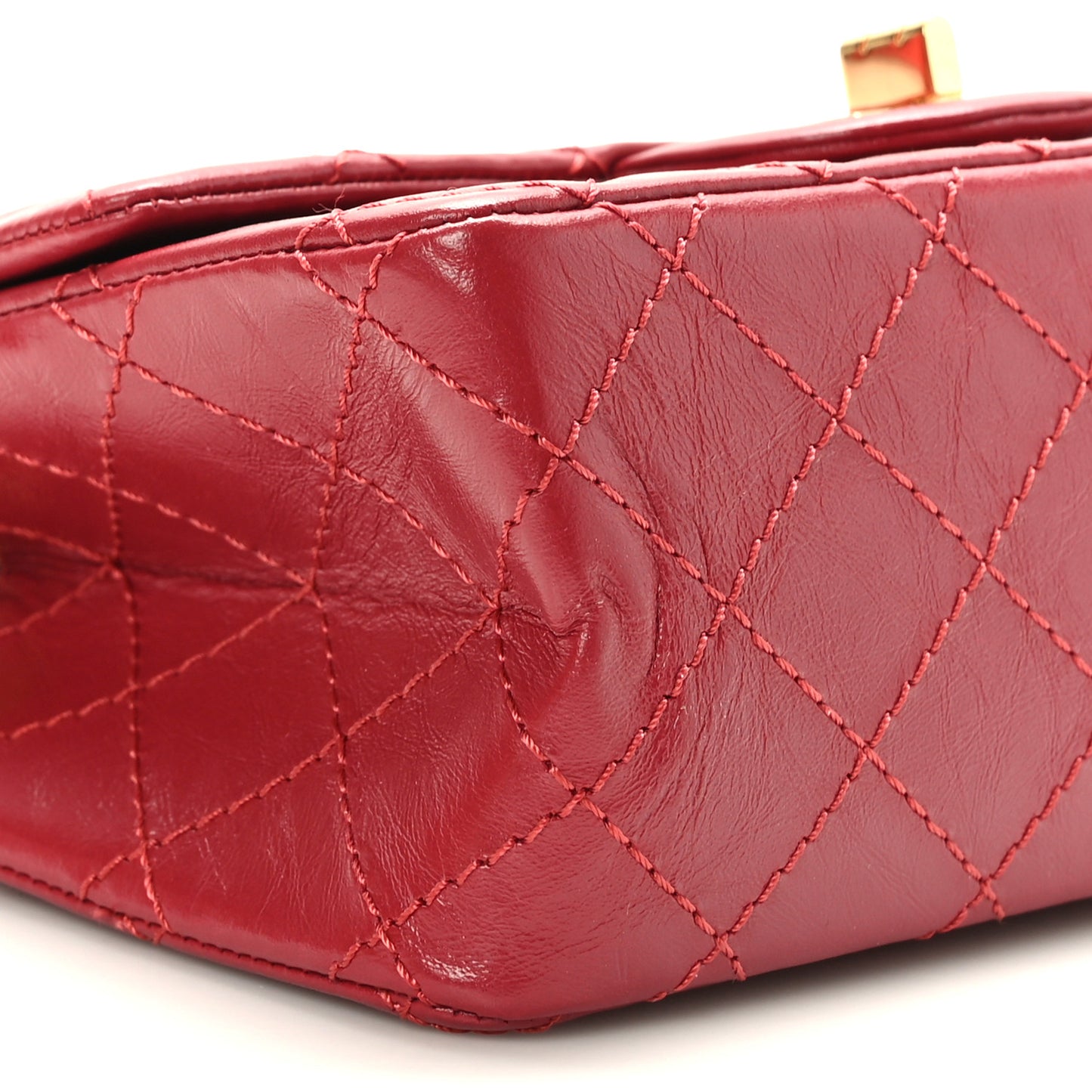 Aged Calfskin Quilted 2.55 Reissue Mini Flap Red