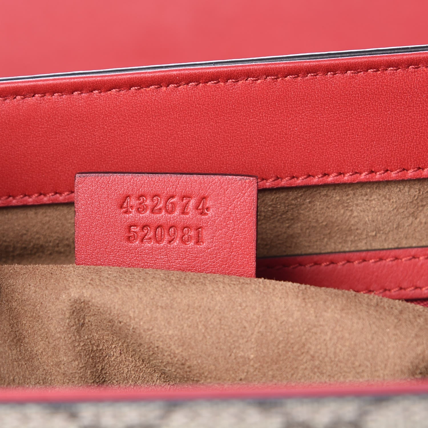Gucci GG Supreme Monogram Calfskin Medium Padlock Top Handle Bag Beige Hibiscus Red New Rosette 7 of 10