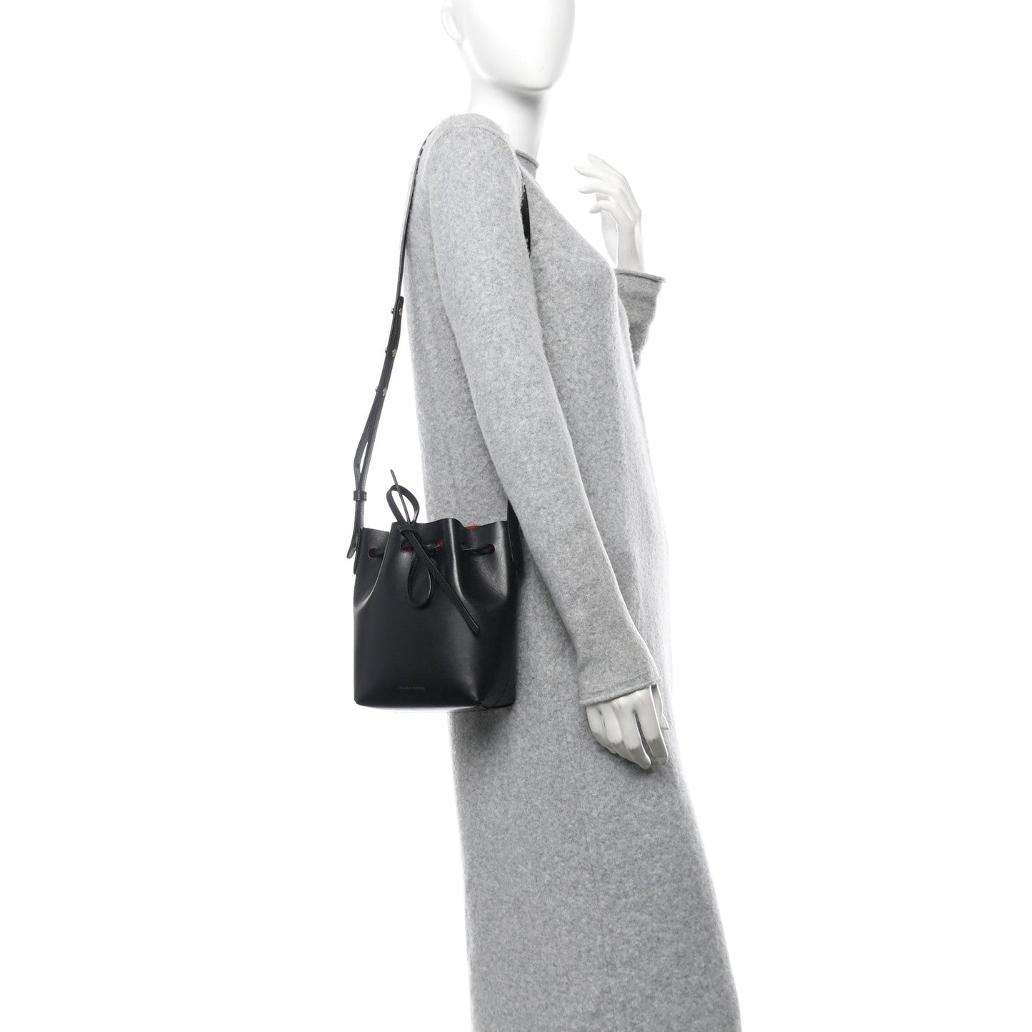 Vegetable Tanned Calfskin Mini Mini Bucket Bag Black Flamma