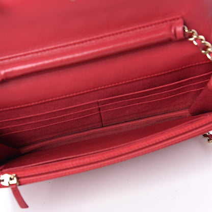 Chanel Lambskin Quilted Wallet On Chain WOC Red 5 of 12