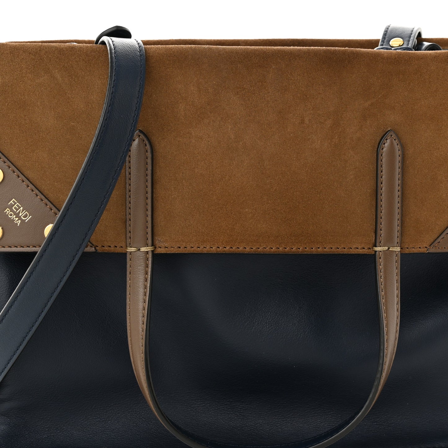 Vitello Grace Suede Large Flip Tote Midnight Marrone