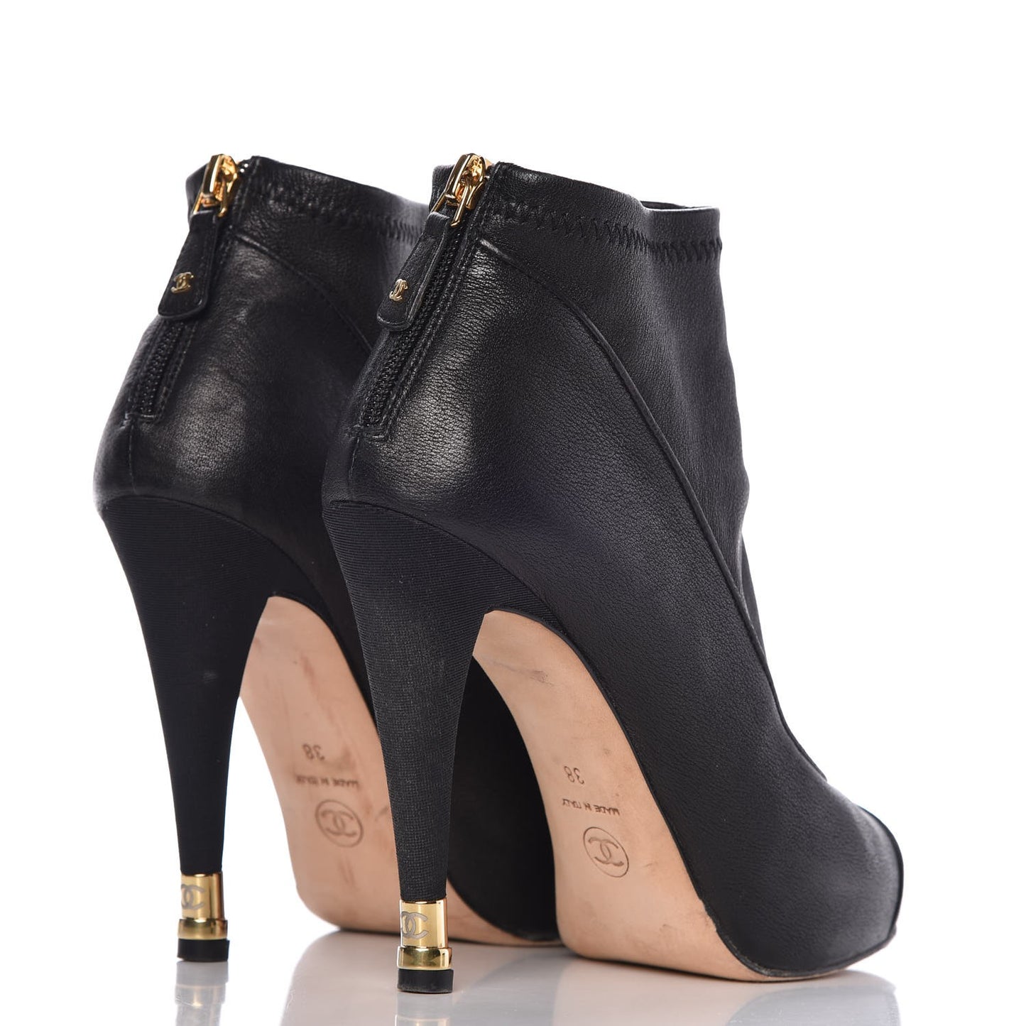 Sheepskin Grosgrain Cap Toe Ankle Boots 38 Black