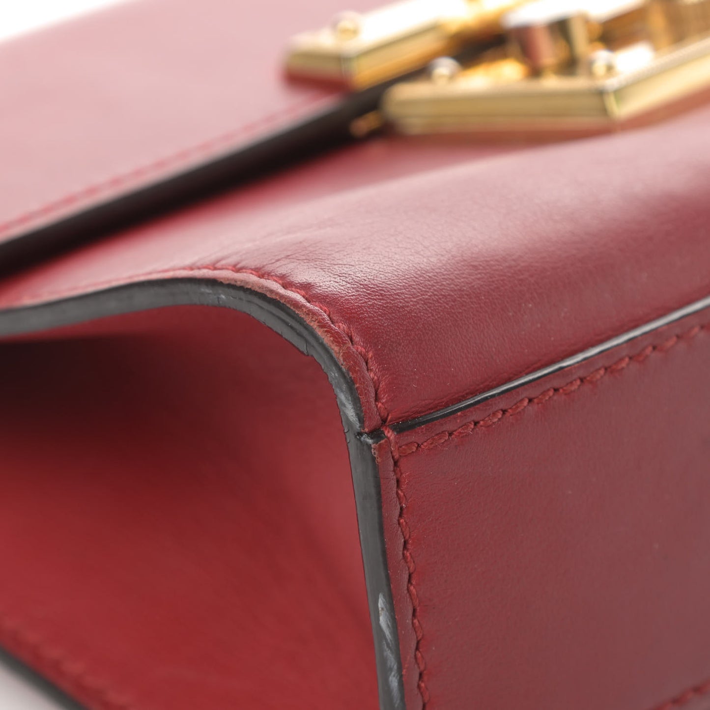 Calfskin Small Padlock Shoulder Bag Hibiscus Red