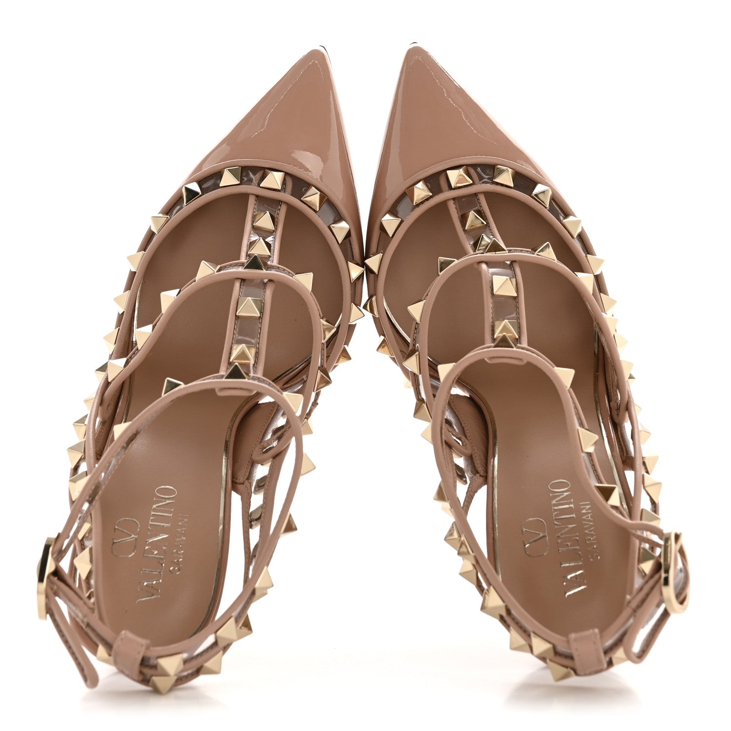 Valentino Garavani Patent PVC Rockstud Ankle Strap 100mm Pumps 37 Rose 2 of 10