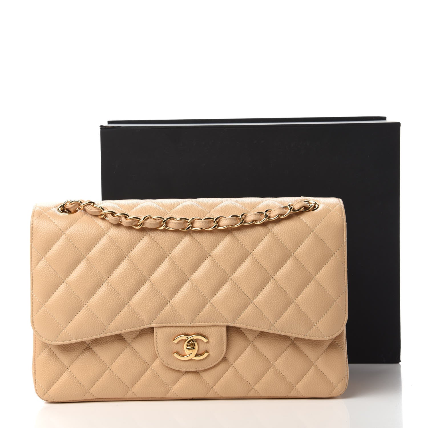 Chanel Caviar Quilted Jumbo Double Flap Light Beige 11 of 11