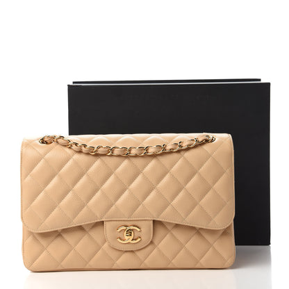 Chanel Caviar Quilted Jumbo Double Flap Light Beige 11 of 11