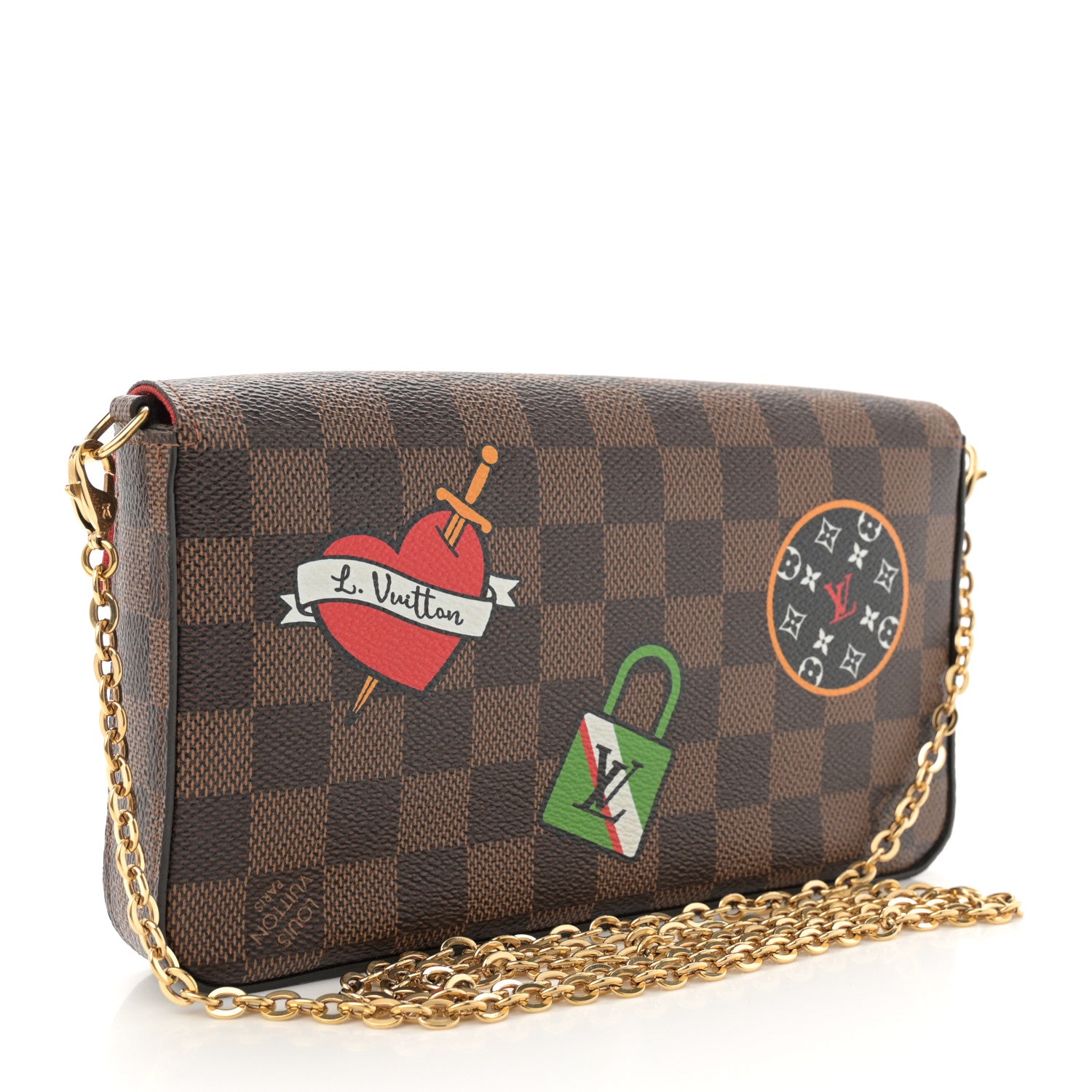 Louis Vuitton Damier Ebene My LV World Tour Pochette Felicie Chain Wallet Coquelicot 4 of 12