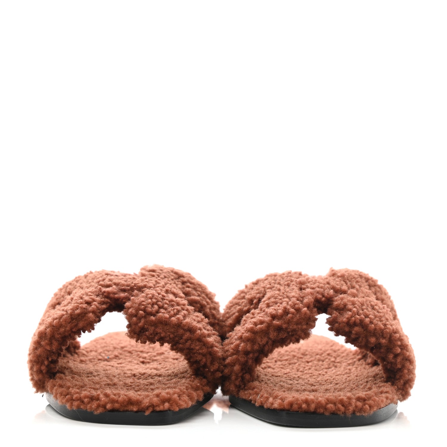 Hermes Woolskin Oran Sandals 38.5 Cognac 2 of 9