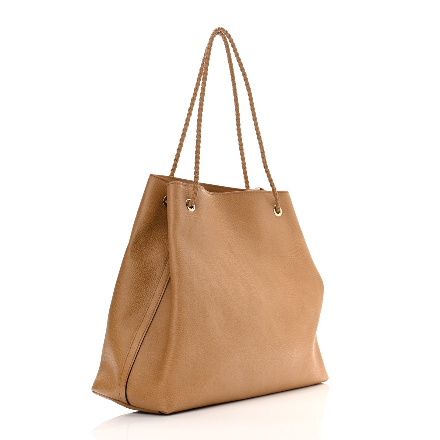 Calfskin Large Gifford Braided Handle Tote Camel