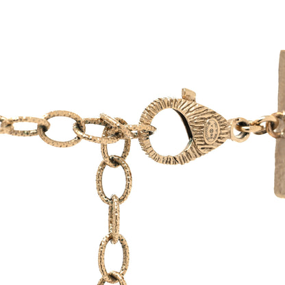 Chanel Metal Marble CC Pendant Choker Necklace Gold White 4 of 6
