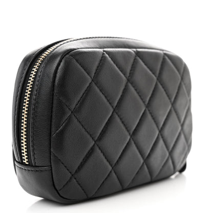 Chanel Lambskin Quilted Small Curvy Pouch Cosmetic Case Black 3 of 7