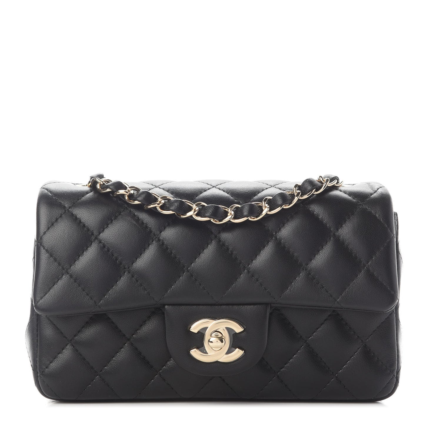 Lambskin Quilted Mini Rectangular Flap Black