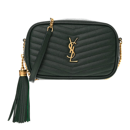 Saint Laurent Grain De Poudre Matelasse Monogram Mini Lou Camera Bag New Vert Fonce 1 of 11