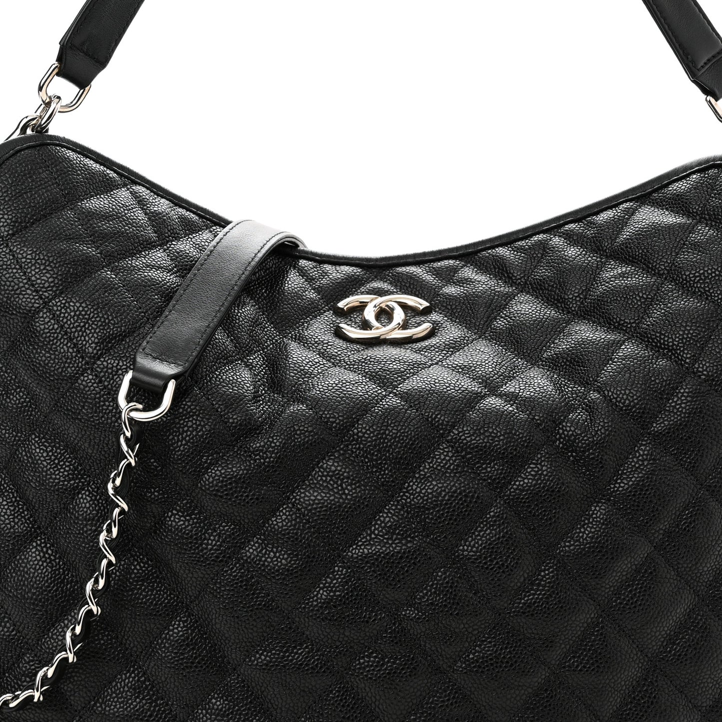 Caviar Quilted French Riviera Hobo Black