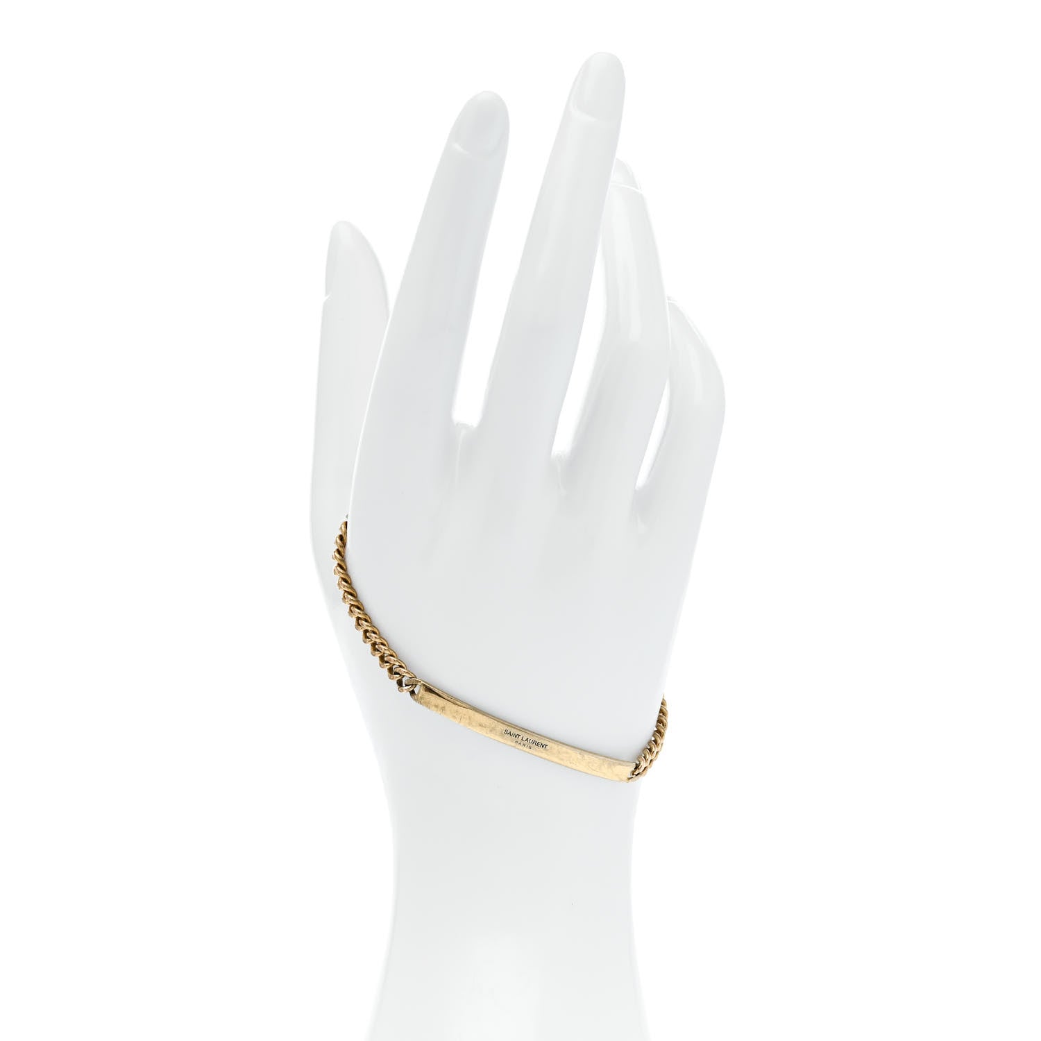Saint Laurent Metal ID Plaque Bracelet L Gold 2 of 5