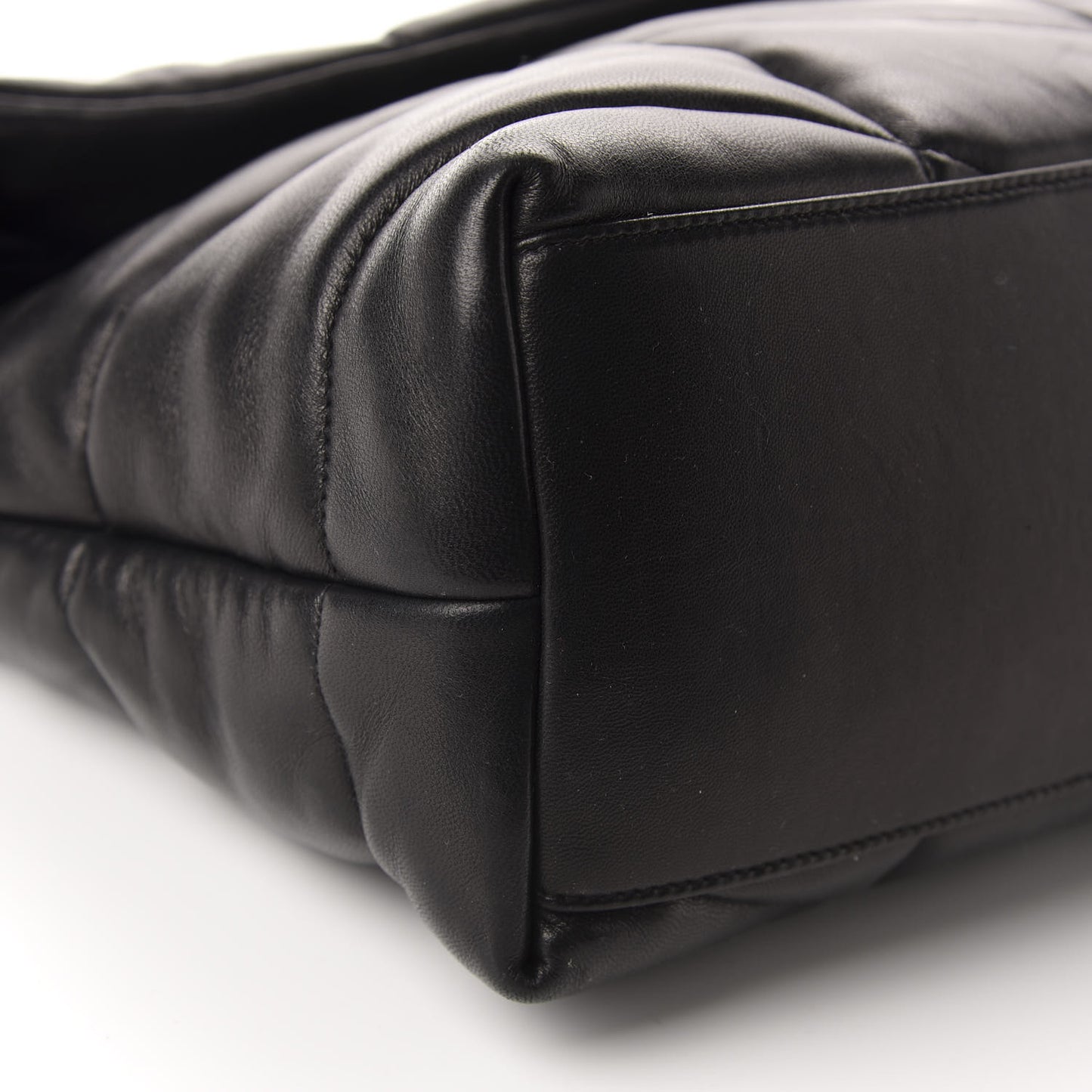 Lambskin Quilted Medium Loulou Puffer Monogram Chain Satchel Black
