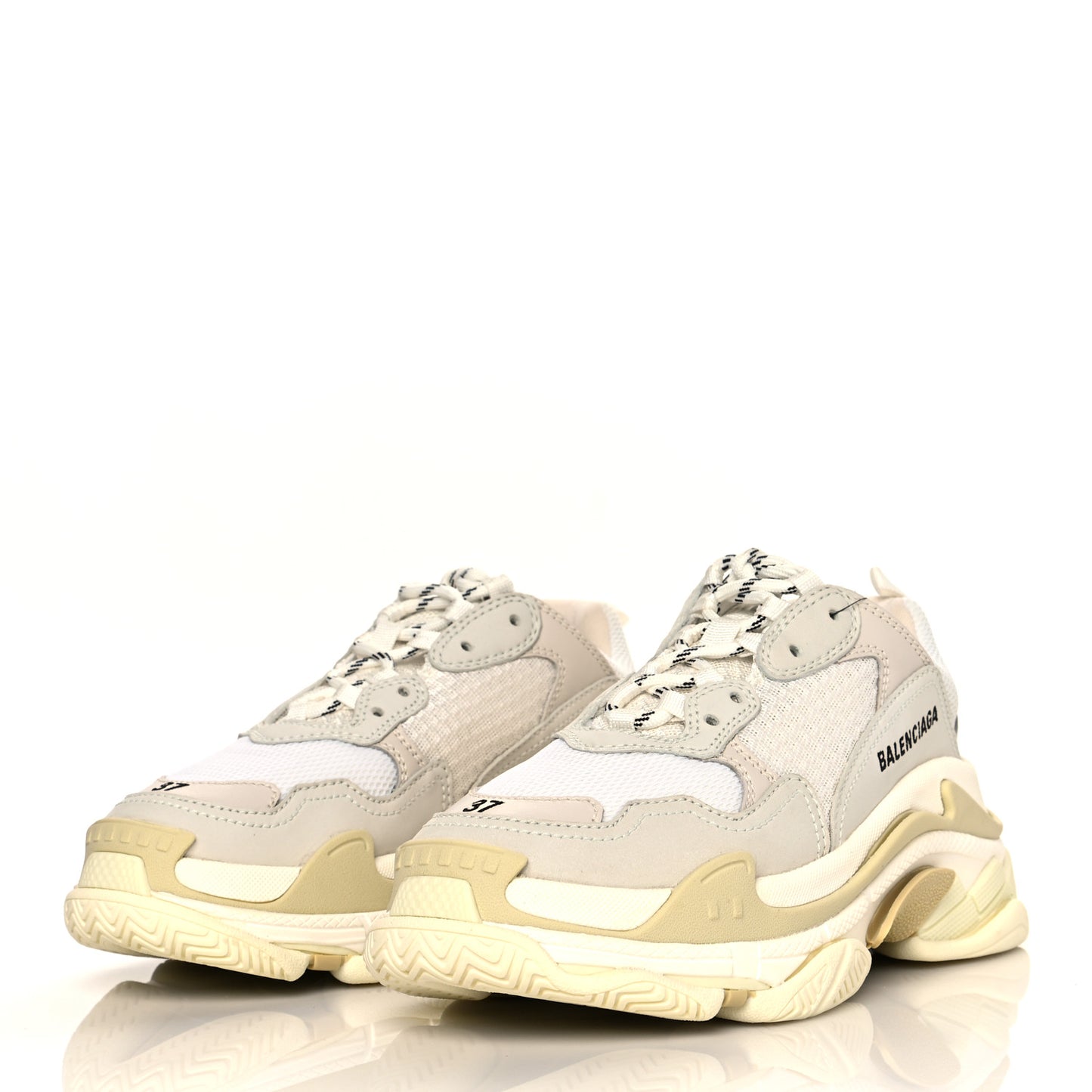 Fabric Mesh Womens Triple S Sneakers 37 White